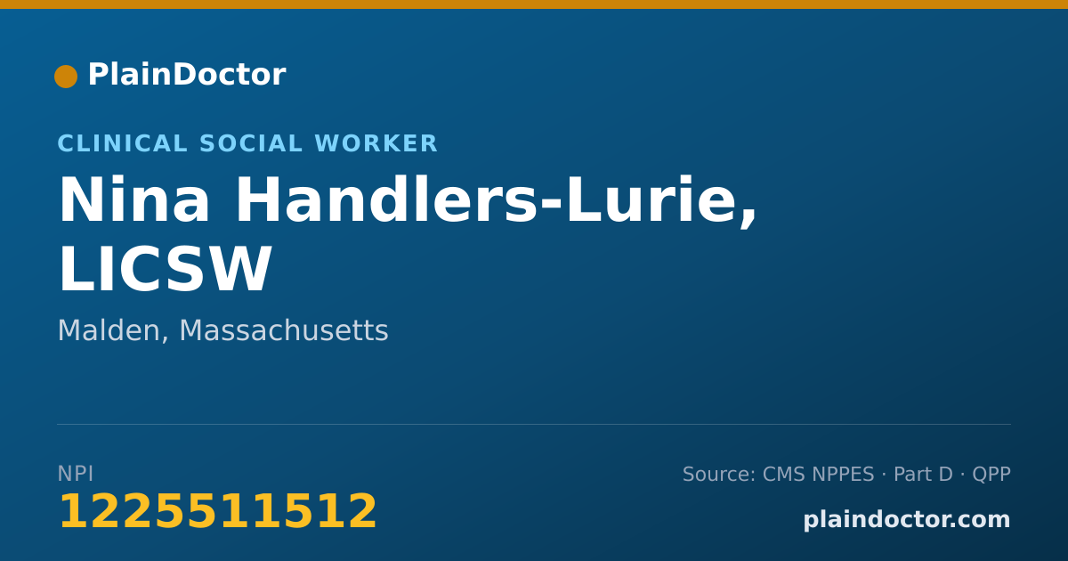 Shareable card for Nina Handlers-Lurie, LICSW - Clinical Social Worker, Malden, MA