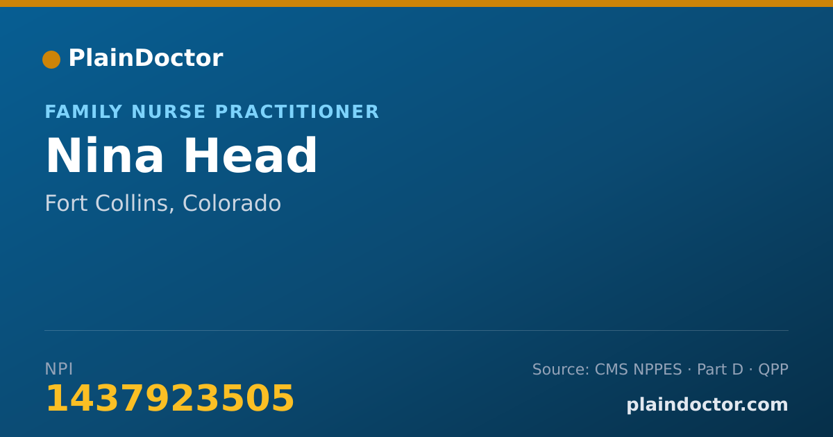 Shareable card for Nina Head - Family Nurse Practitioner, Fort Collins, CO