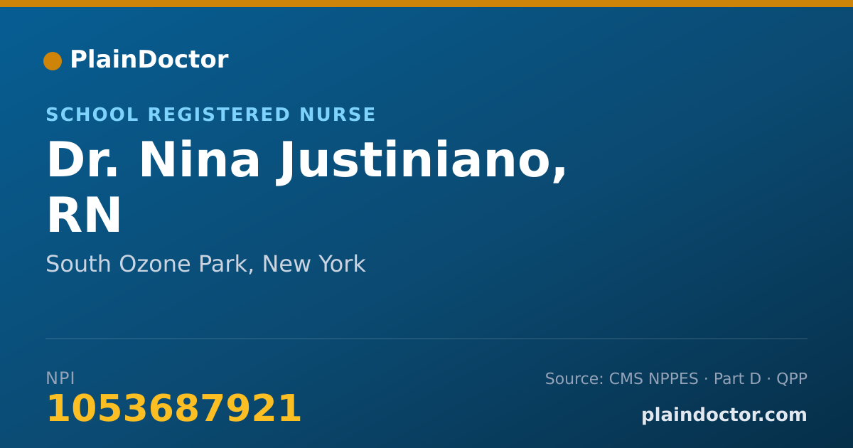 Shareable card for Nina Justiniano, RN - School Registered Nurse, South Ozone Park, NY