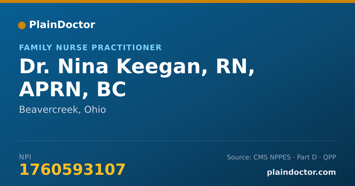 Shareable card for Nina Keegan, RN, APRN, BC - Family Nurse Practitioner, Beavercreek, OH