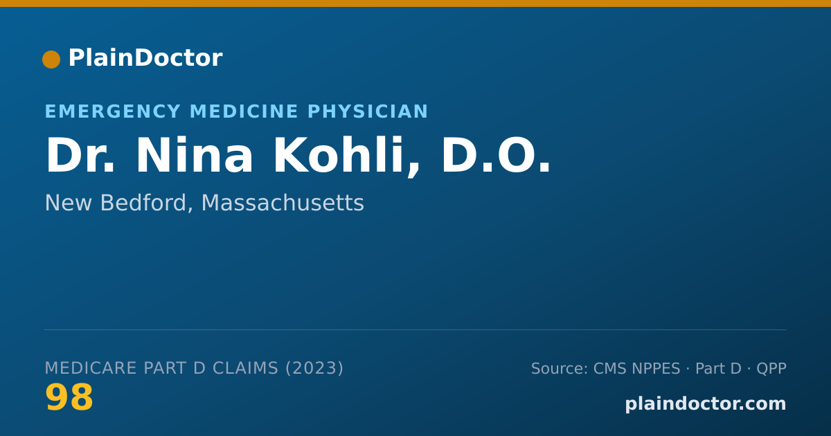 Shareable card for Nina Kohli, D.O. - Emergency Medicine Physician, New Bedford, MA