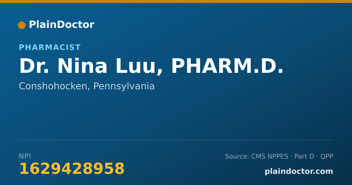 Shareable card for Nina Luu, PHARM.D. - Pharmacist, Conshohocken, PA