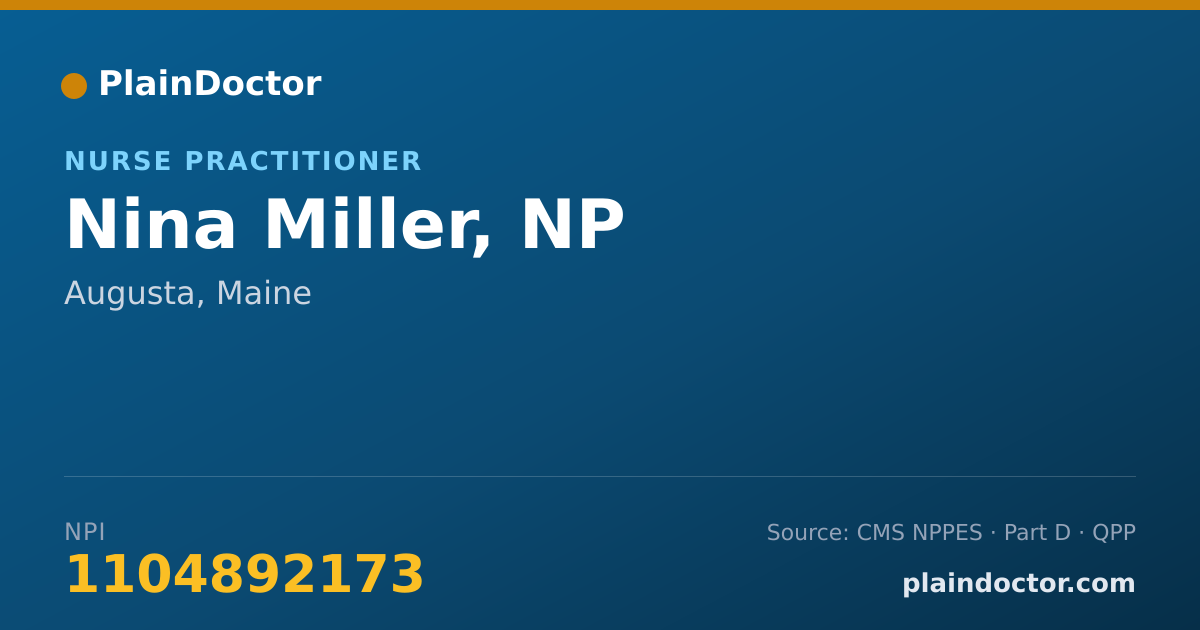Shareable card for Nina Miller, NP - Nurse Practitioner, Augusta, ME