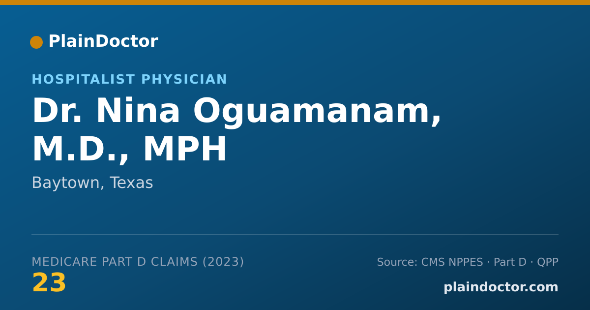Shareable card for Nina Oguamanam, M.D., MPH - Hospitalist Physician, Baytown, TX