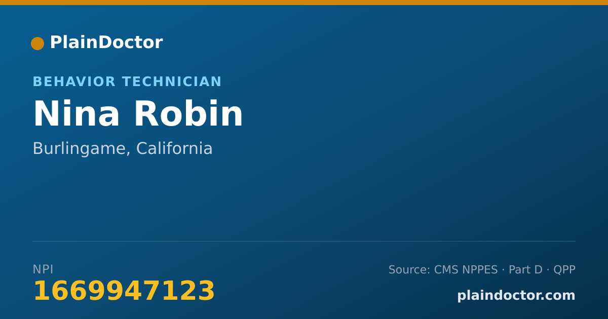 Shareable card for Nina Robin - Behavior Technician, Burlingame, CA