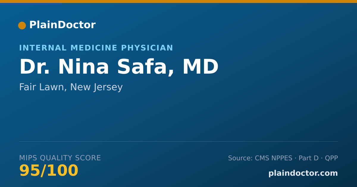 Shareable card for Nina Safa, MD - Internal Medicine Physician, Fair Lawn, NJ