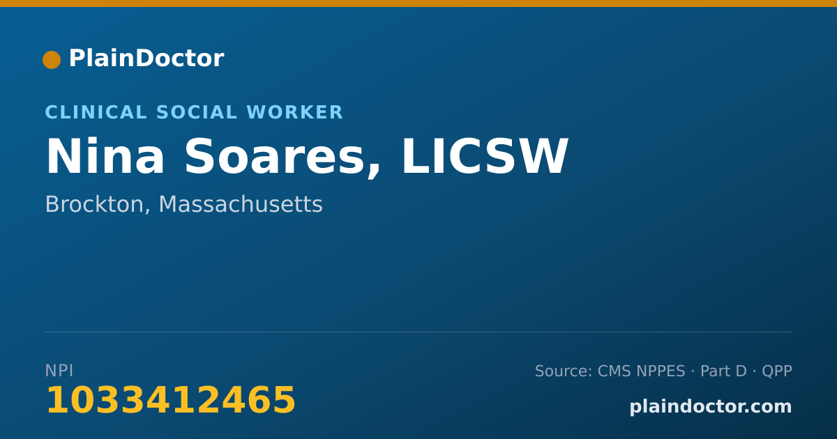 Shareable card for Nina Soares, LICSW - Clinical Social Worker, Brockton, MA