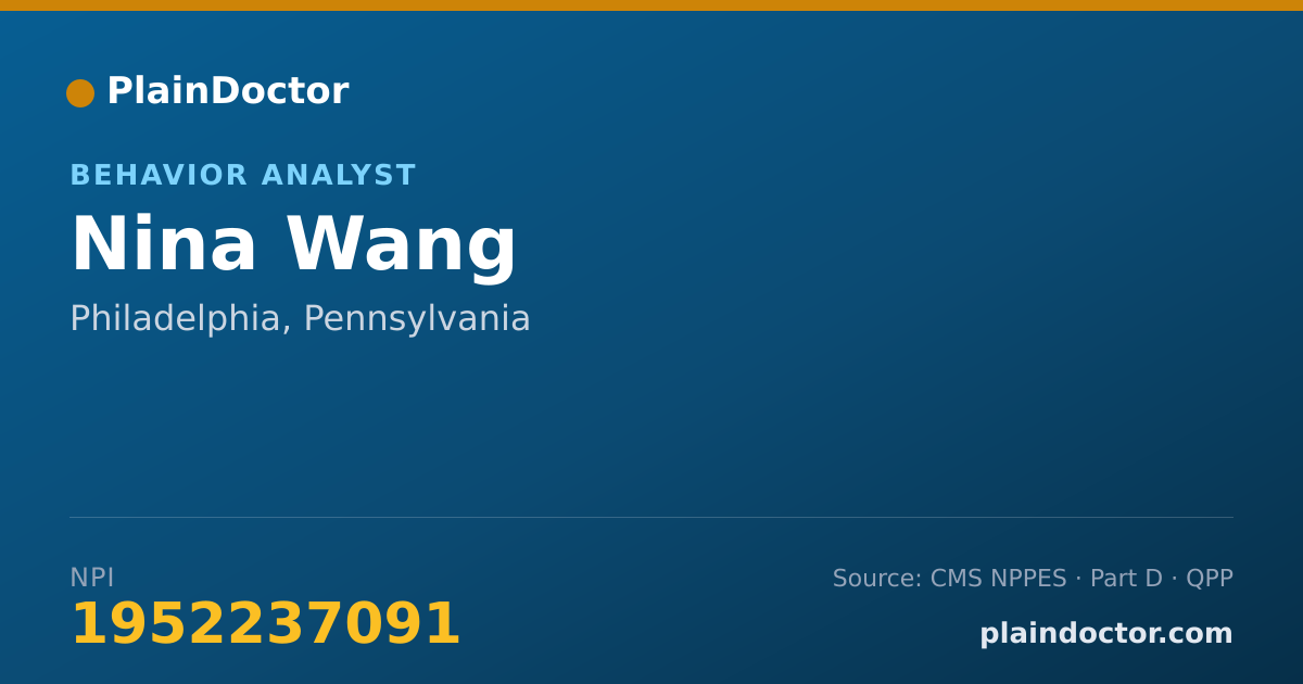 Shareable card for Nina Wang - Behavior Analyst, Philadelphia, PA