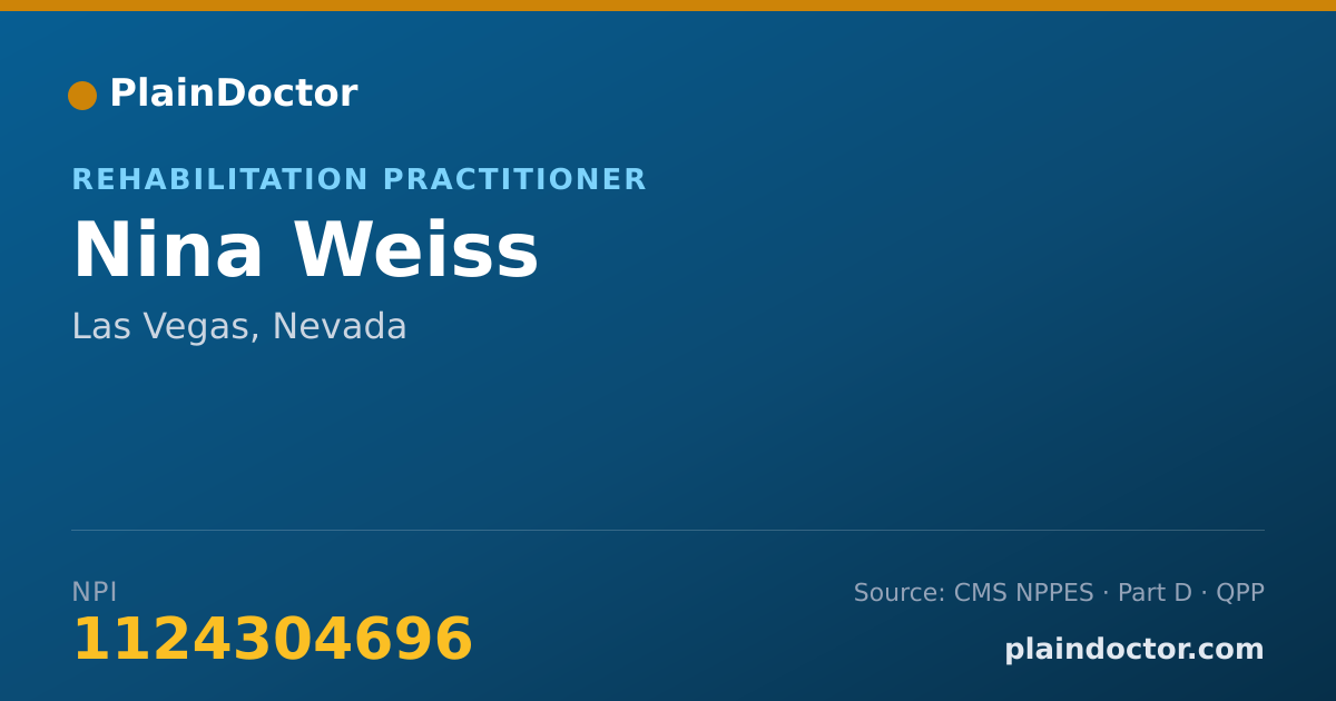 Shareable card for Nina Weiss - Rehabilitation Practitioner, Las Vegas, NV