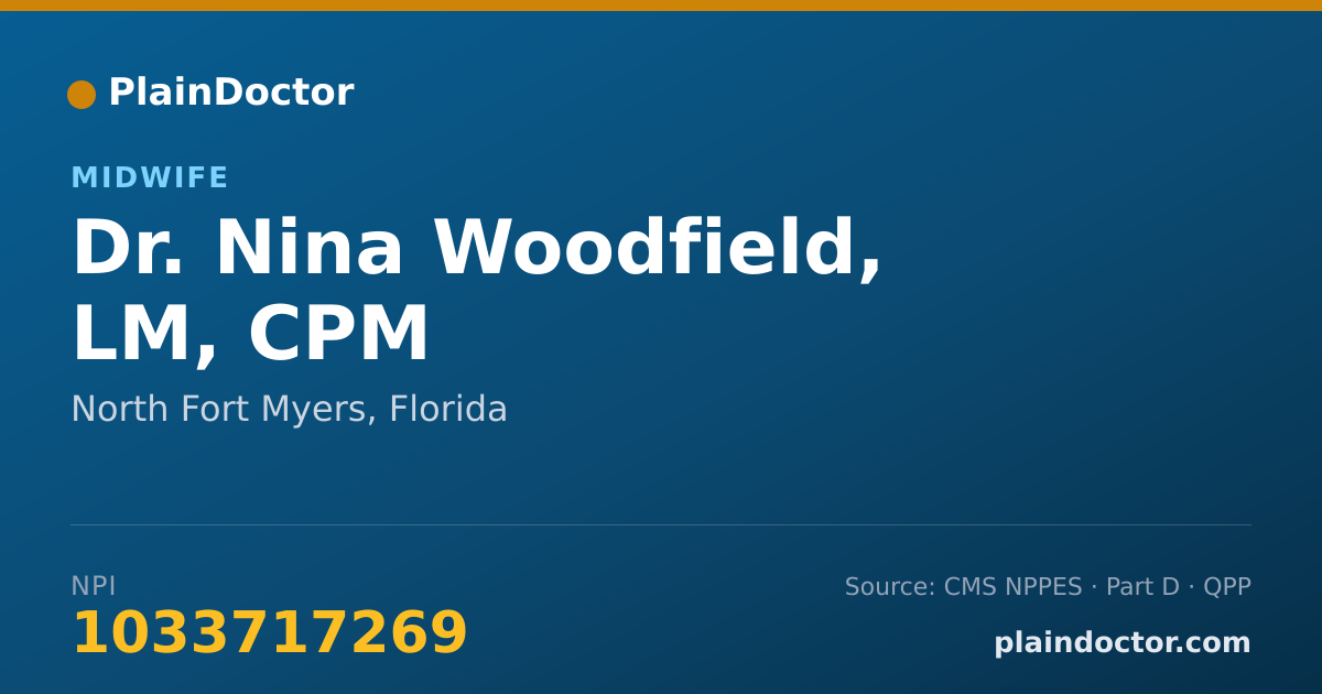 Shareable card for Nina Woodfield, LM, CPM - Midwife, North Fort Myers, FL