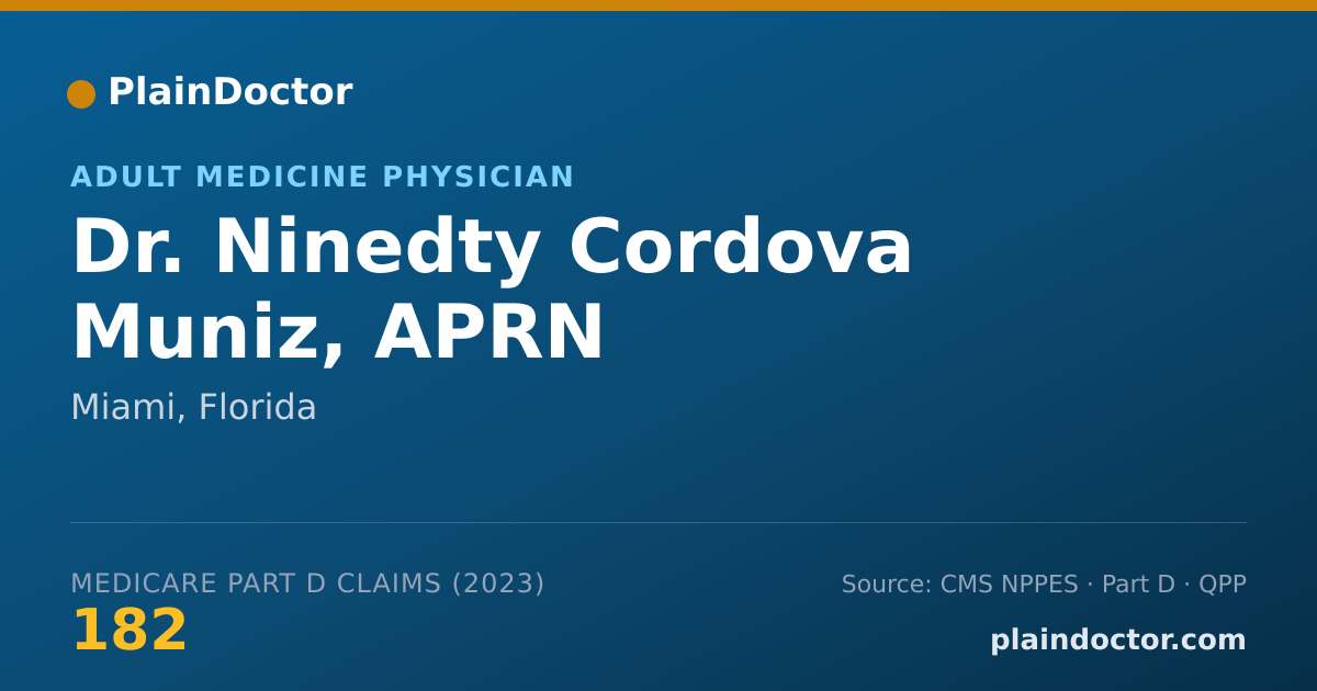 Shareable card for Ninedty Cordova Muniz, APRN - Adult Medicine Physician, Miami, FL