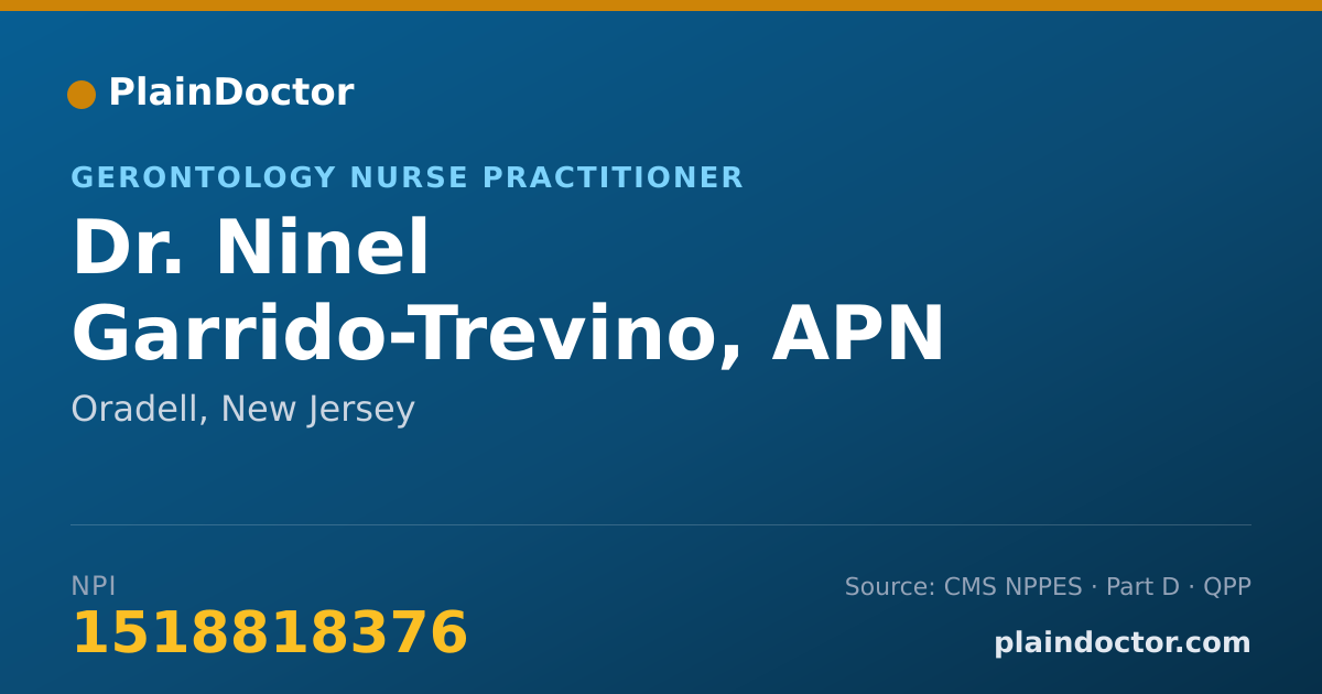 Shareable card for Ninel Garrido-Trevino, APN - Gerontology Nurse Practitioner, Oradell, NJ