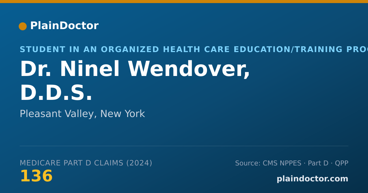 Shareable card for Ninel Wendover, D.D.S. - Student in an Organized Health Care Education/Training Program, Pleasant Valley, NY