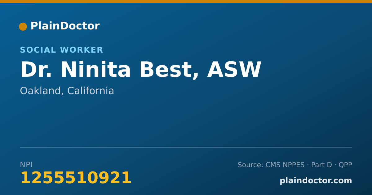 Shareable card for Ninita Best, ASW - Social Worker, Oakland, CA