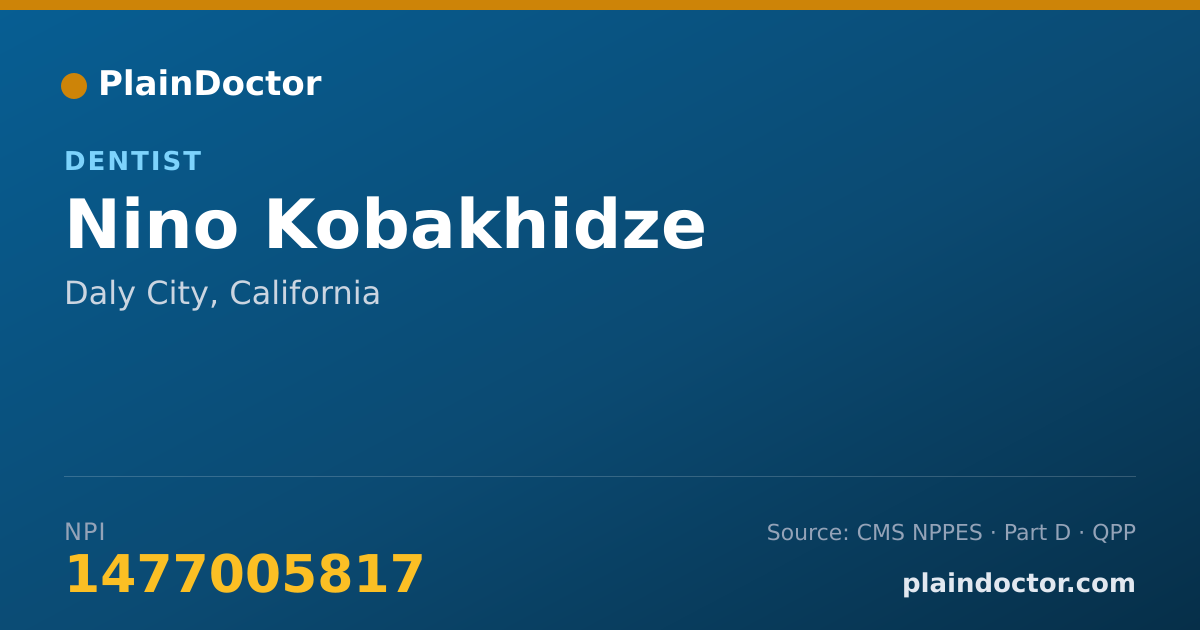 Shareable card for Nino Kobakhidze - Dentist, Daly City, CA