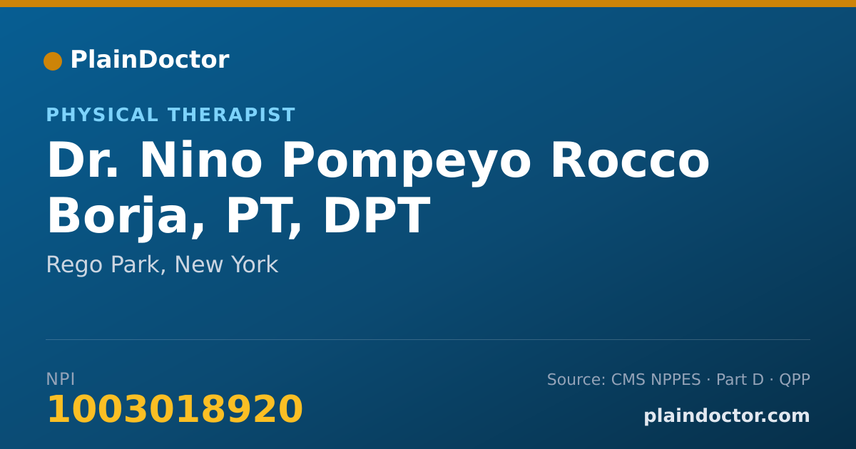 Shareable card for Nino Pompeyo Rocco Borja, PT, DPT - Physical Therapist, Rego Park, NY