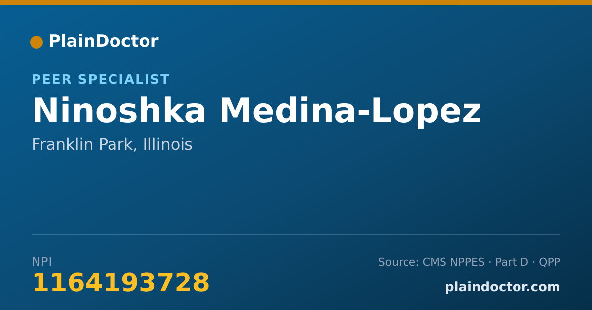 Shareable card for Ninoshka Medina-Lopez - Peer Specialist, Franklin Park, IL