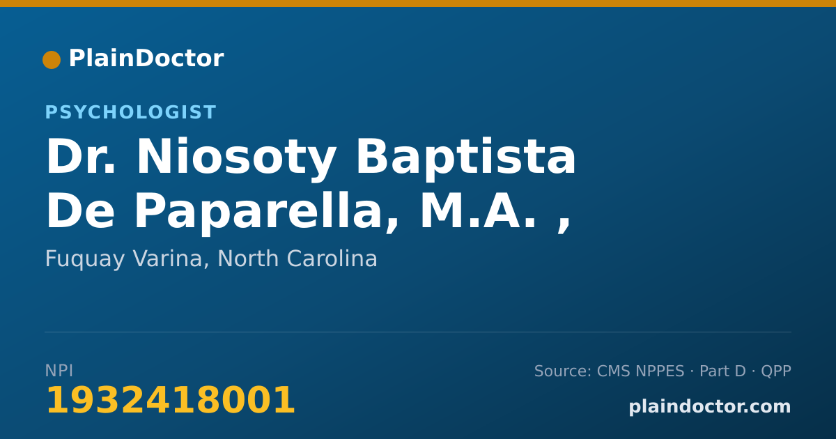Shareable card for Niosoty Baptista De Paparella, M.A. , LPA - Psychologist, Fuquay Varina, NC