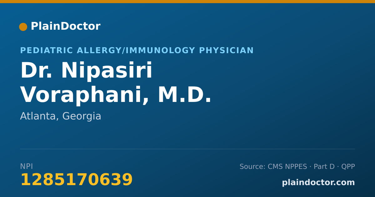 Shareable card for Nipasiri Voraphani, M.D. - Pediatric Allergy/Immunology Physician, Atlanta, GA