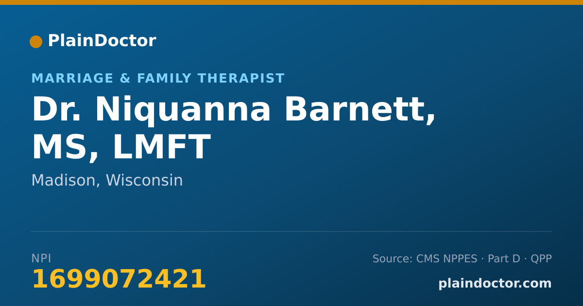 Shareable card for Niquanna Barnett, MS, LMFT - Marriage & Family Therapist, Madison, WI