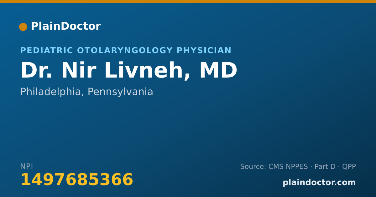Shareable card for Nir Livneh, MD - Pediatric Otolaryngology Physician, Philadelphia, PA