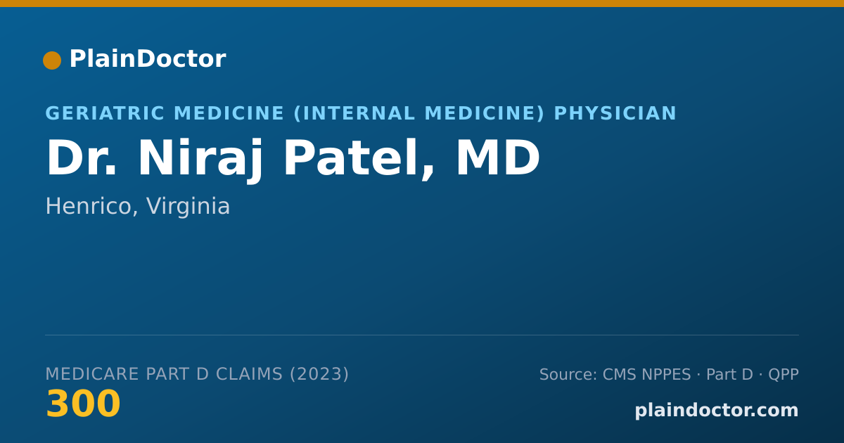 Shareable card for Niraj Patel, MD - Geriatric Medicine (Internal Medicine) Physician, Henrico, VA