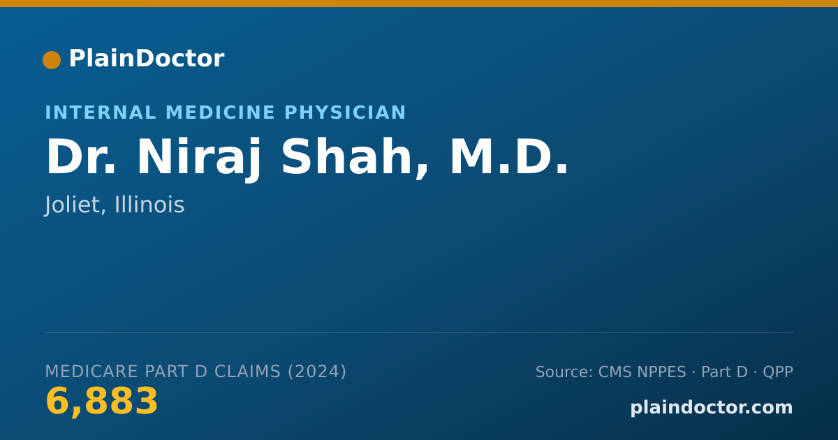Shareable card for Niraj Shah, M.D. - Internal Medicine Physician, Joliet, IL