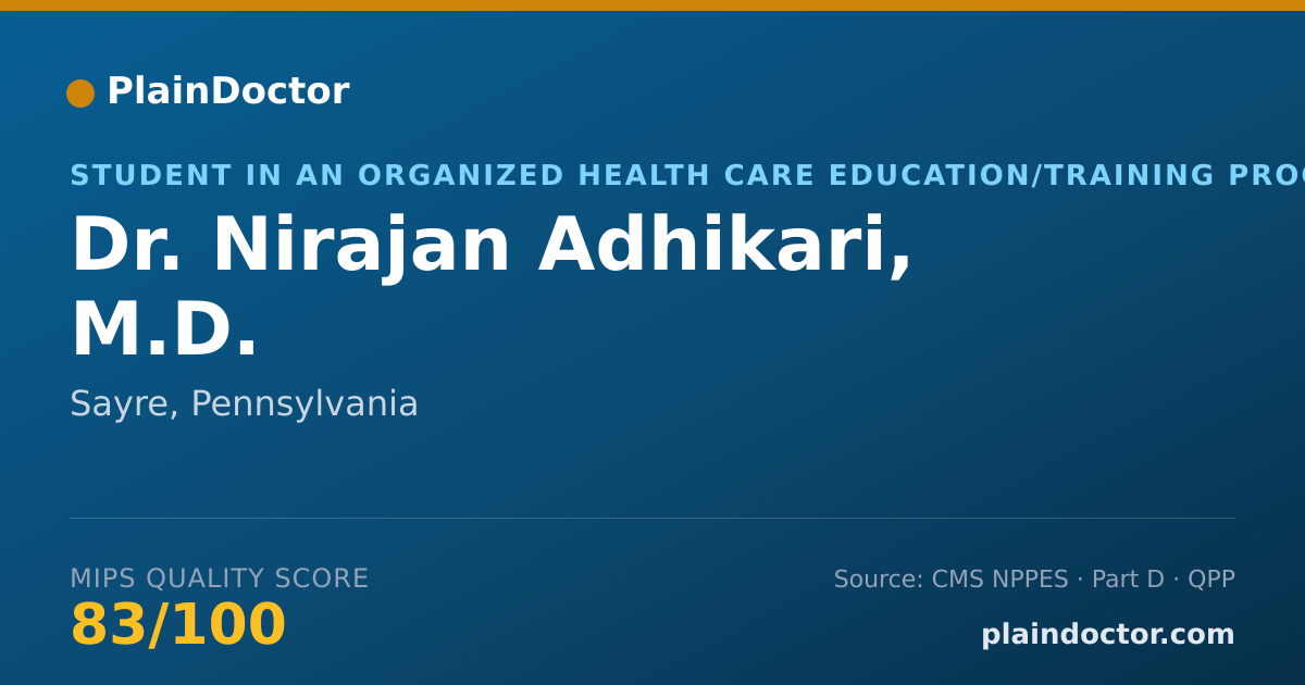Shareable card for Nirajan Adhikari, M.D. - Student in an Organized Health Care Education/Training Program, Sayre, PA