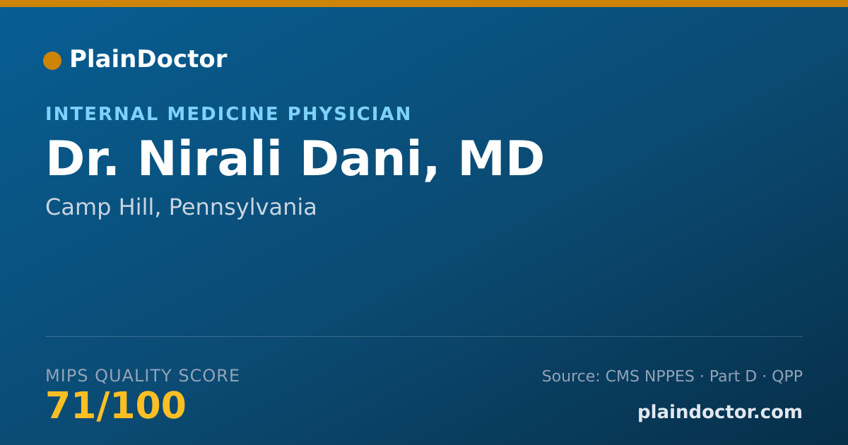 Shareable card for Nirali Dani, MD - Internal Medicine Physician, Camp Hill, PA