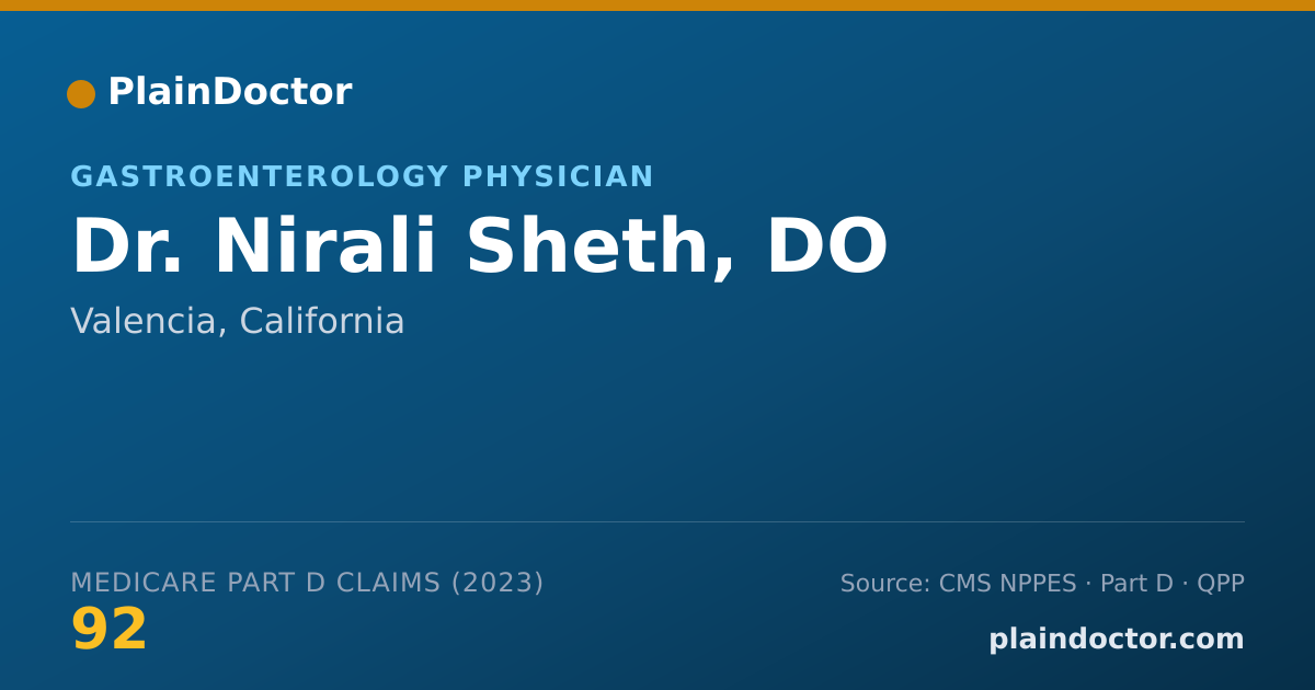 Shareable card for Nirali Sheth, DO - Gastroenterology Physician, Valencia, CA