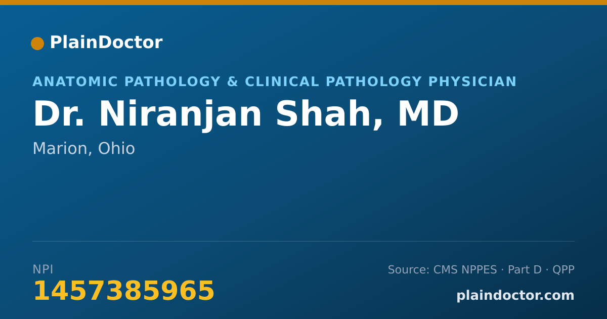 Shareable card for Niranjan Shah, MD - Anatomic Pathology & Clinical Pathology Physician, Marion, OH