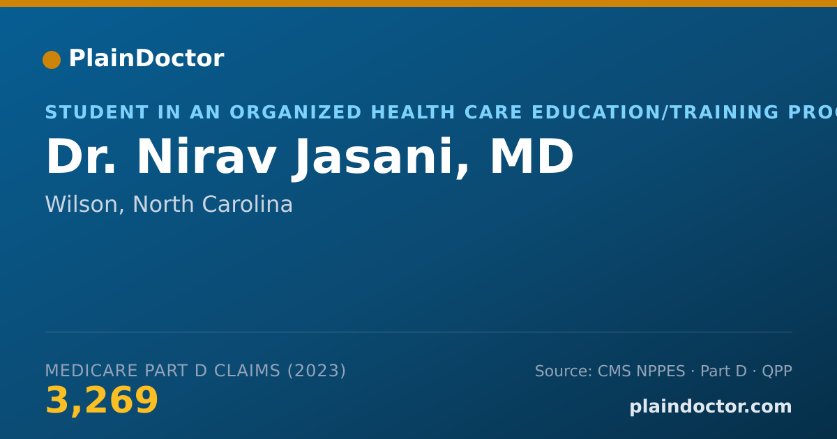 Shareable card for Nirav Jasani, MD - Student in an Organized Health Care Education/Training Program, Wilson, NC