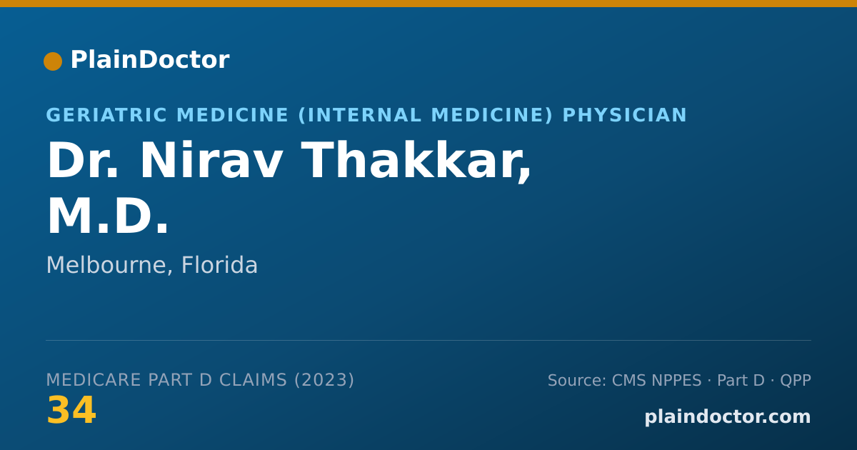 Shareable card for Nirav Thakkar, M.D. - Geriatric Medicine (Internal Medicine) Physician, Melbourne, FL