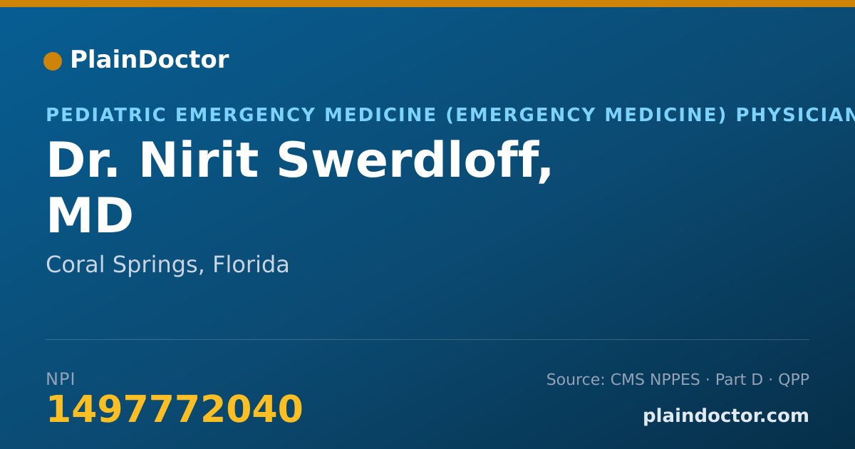 Shareable card for Nirit Swerdloff, MD - Pediatric Emergency Medicine (Emergency Medicine) Physician, Coral Springs, FL