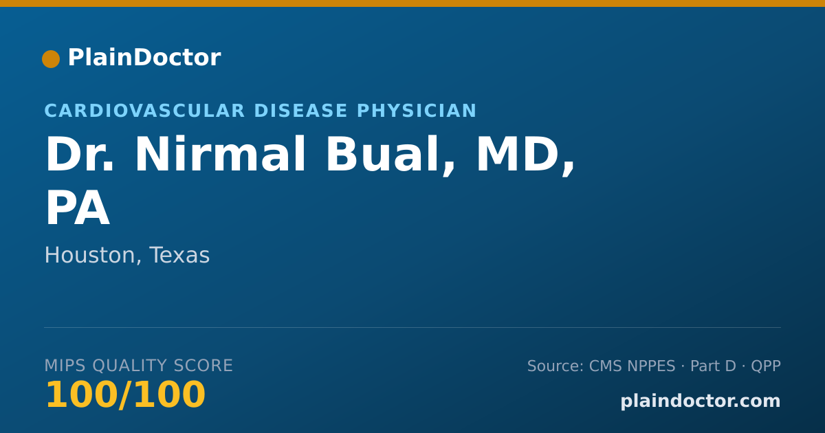 Shareable card for Nirmal Bual, MD, PA - Cardiovascular Disease Physician, Houston, TX