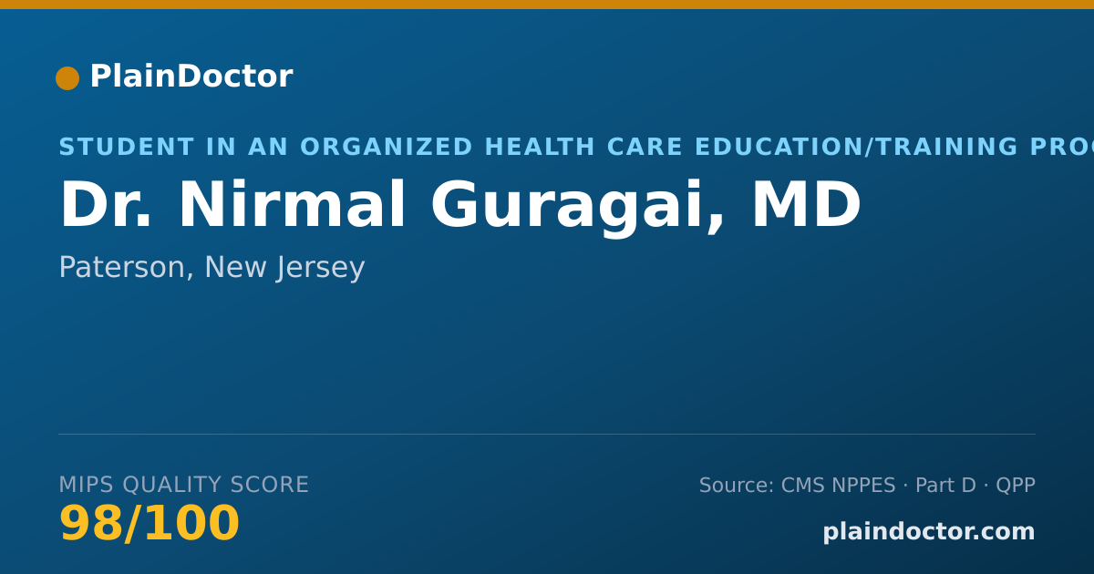Shareable card for Nirmal Guragai, MD - Student in an Organized Health Care Education/Training Program, Paterson, NJ