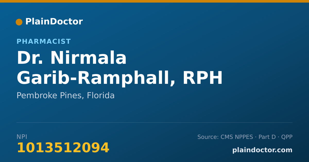 Shareable card for Nirmala Garib-Ramphall, RPH - Pharmacist, Pembroke Pines, FL