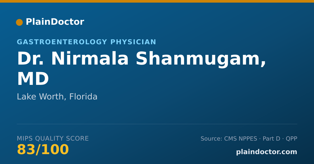 Shareable card for Nirmala Shanmugam, MD - Gastroenterology Physician, Lake Worth, FL