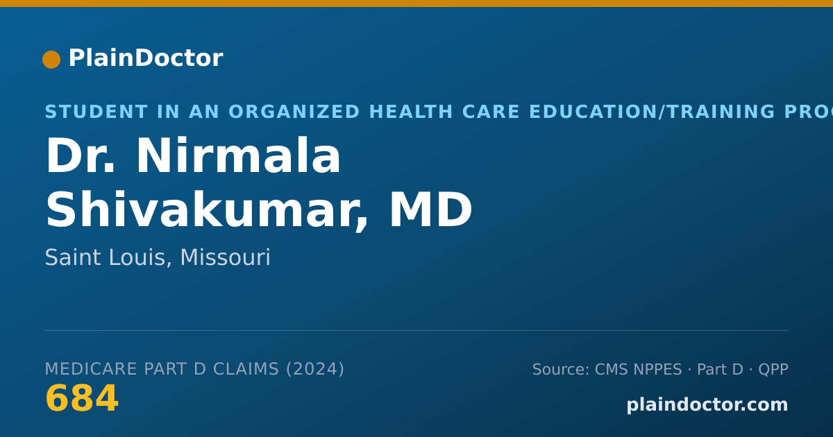 Shareable card for Nirmala Shivakumar, MD - Student in an Organized Health Care Education/Training Program, Saint Louis, MO