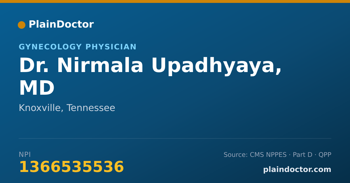 Shareable card for Nirmala Upadhyaya, MD - Gynecology Physician, Knoxville, TN
