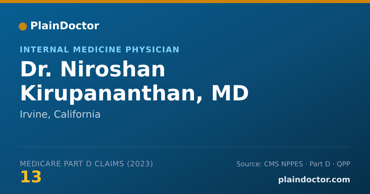 Shareable card for Niroshan Kirupananthan, MD - Internal Medicine Physician, Irvine, CA