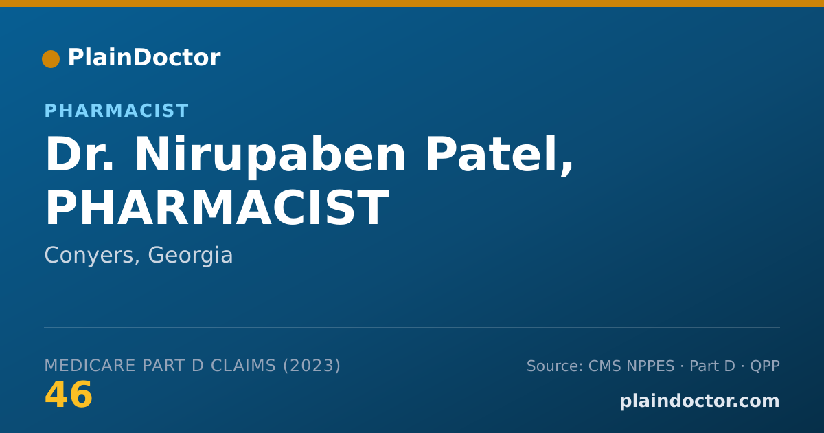 Shareable card for Nirupaben Patel, PHARMACIST - Pharmacist, Conyers, GA