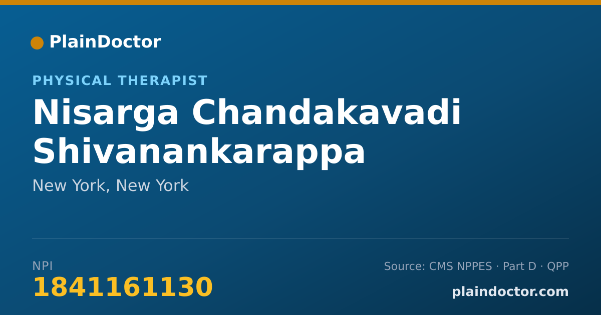 Shareable card for Nisarga Chandakavadi Shivanankarappa - Physical Therapist, New York, NY
