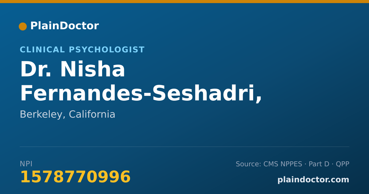 Shareable card for Nisha Fernandes-Seshadri, PSYD - Clinical Psychologist, Berkeley, CA