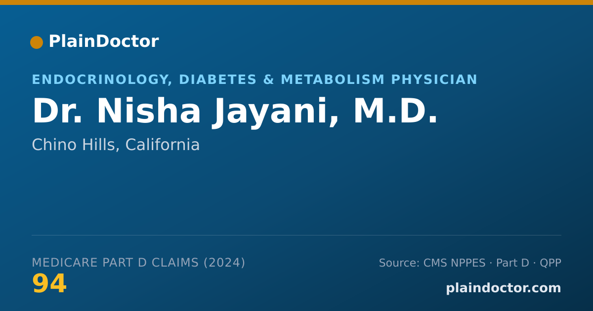 Shareable card for Nisha Jayani, M.D. - Endocrinology, Diabetes & Metabolism Physician, Chino Hills, CA