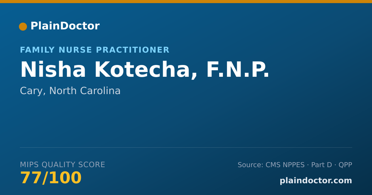 Shareable card for Nisha Kotecha, F.N.P. - Nurse Practitioner, Cary, NC