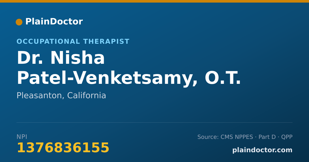 Shareable card for Nisha Patel-Venketsamy, O.T. - Occupational Therapist, Pleasanton, CA