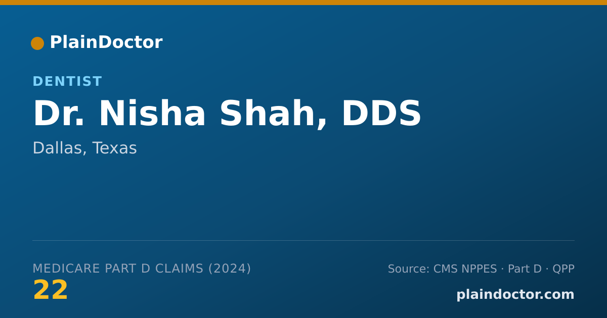Shareable card for Nisha Shah, DDS - Dentist, Dallas, TX