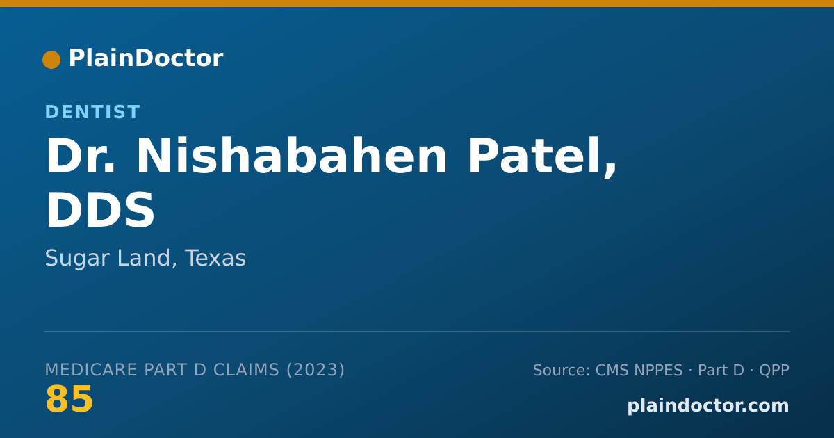 Shareable card for Nishabahen Patel, DDS - Dentist, Sugar Land, TX