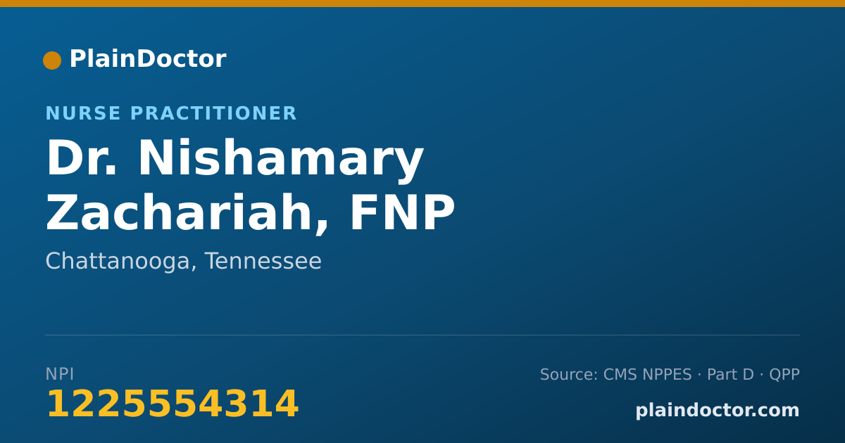 Shareable card for Nishamary Zachariah, FNP - Nurse Practitioner, Chattanooga, TN